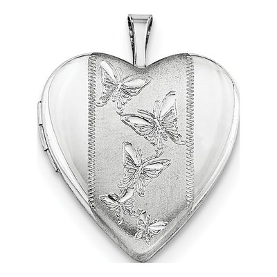 Sterling Silver Butterflies Heart Locket Pendant Necklace – view 4