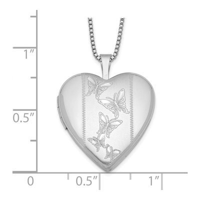 Sterling Silver Butterflies Heart Locket Pendant Necklace – view 5
