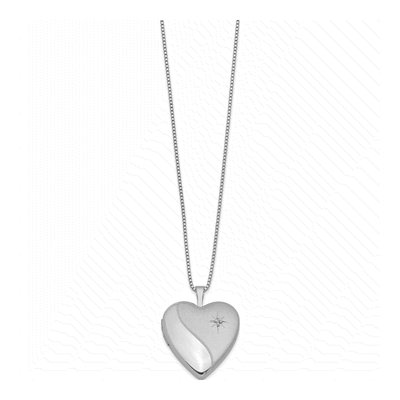 Sterling Silver Diamond Heart Locket Pendant Necklace – view 3