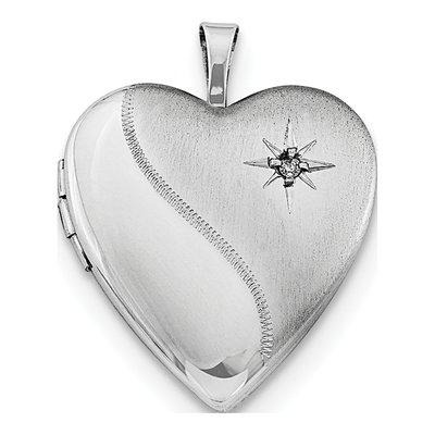 Sterling Silver Diamond Heart Locket Pendant Necklace – view 4