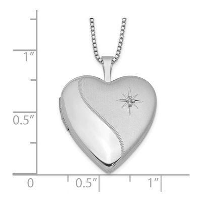 Sterling Silver Diamond Heart Locket Pendant Necklace – view 5