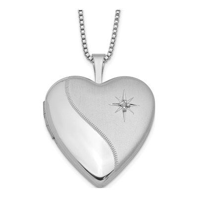 Sterling Silver Diamond Heart Locket Pendant Necklace