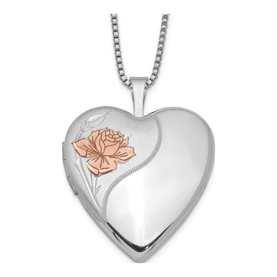 Sterling Silver Enamel Heart Locket Pendant Necklace