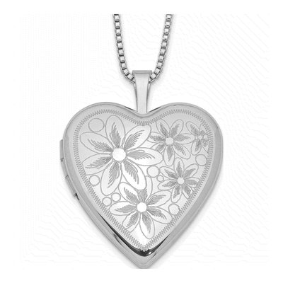 Sterling Silver Heart Locket Pendant Necklace