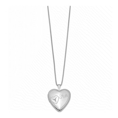 Sterling Silver Diamond Mom Heart Locket Pendant Necklace – view 3