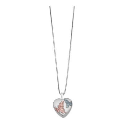 Sterling Silver Butterfly Heart Locket Pendant Necklace – view 3