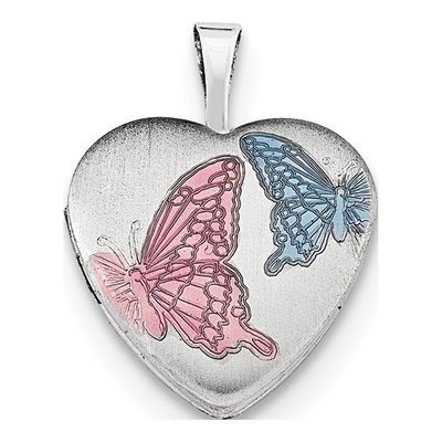 Sterling Silver Butterfly Heart Locket Pendant Necklace – view 4