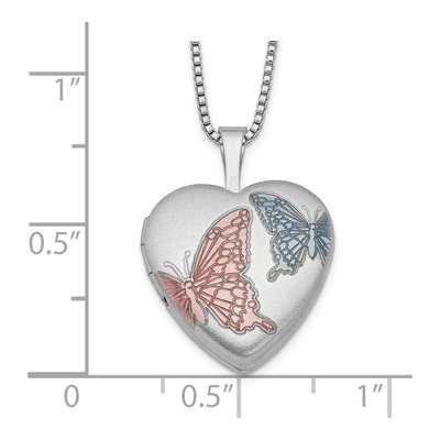 Sterling Silver Butterfly Heart Locket Pendant Necklace – view 5