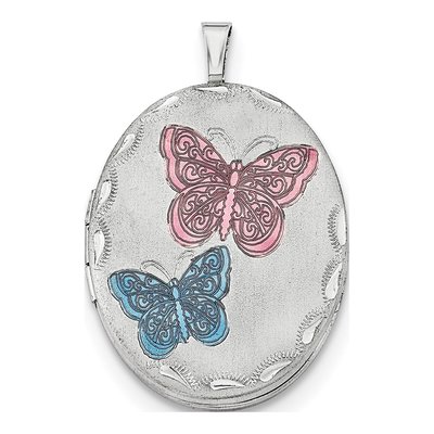 Sterling Silver Enameled Butterfly Locket Pendant Necklace – view 4