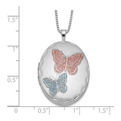Sterling Silver Enameled Butterfly Locket Pendant Necklace – view 5