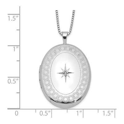 Sterling Silver Diamond Oval Locket Pendant Necklace – view 5