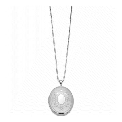Sterling Silver Floral Oval Locket Pendant Necklace – view 3