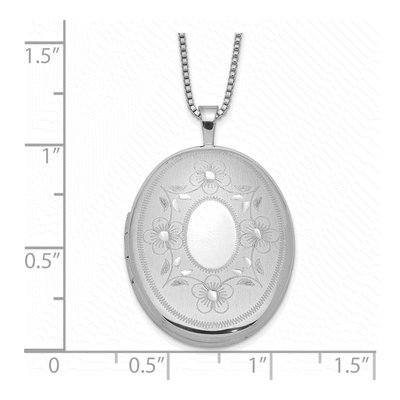 Sterling Silver Floral Oval Locket Pendant Necklace – view 5