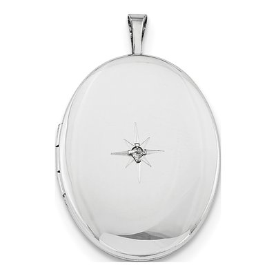 Sterling Silver Diamond Oval Locket Pendant Necklace – view 4