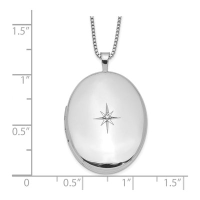 Sterling Silver Diamond Oval Locket Pendant Necklace – view 5