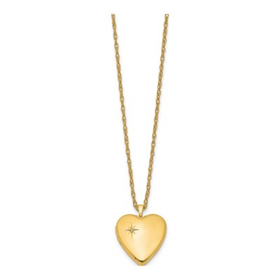 14K Gold-Filled Diamond Filled Star Heart Locket Pendant Necklace – view 3