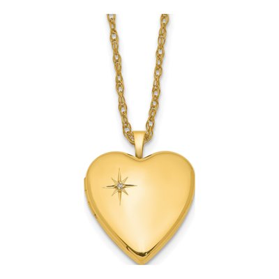 14K Gold-Filled Diamond Filled Star Heart Locket Pendant Necklace