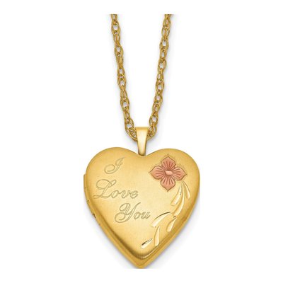 14K Gold-Filled Filled Enamel I Love You Locket Pendant Necklace