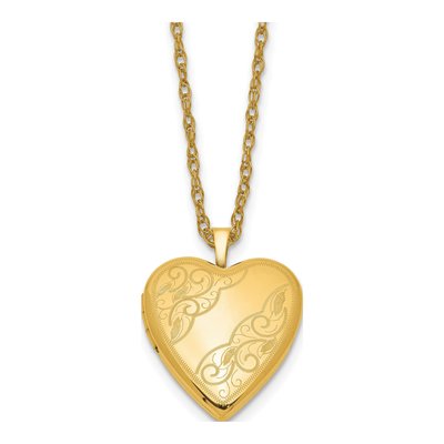 14K Gold-Filled Filled Heart Locket Pendant Necklace