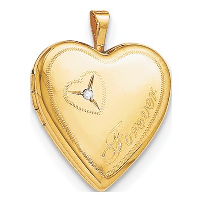 14K Gold-Filled Diamond Filled Heart Locket Pendant Necklace – view 4