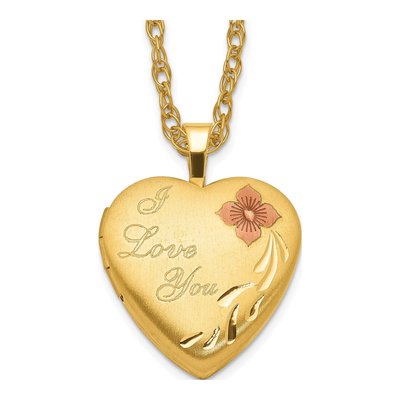 14K Gold-Filled Enamel Heart Locket Pendant Necklace