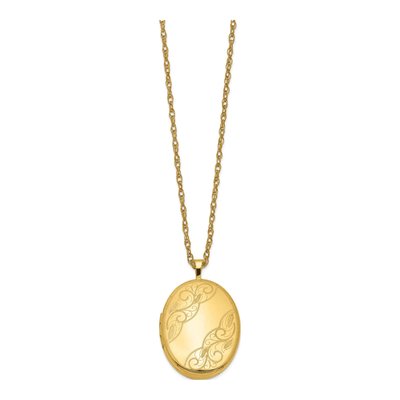 14K Gold-Filled Filled Swirled Oval Locket Pendant Necklace – view 3