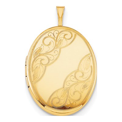 14K Gold-Filled Filled Swirled Oval Locket Pendant Necklace – view 4