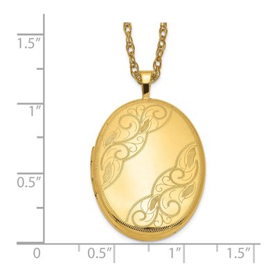 14K Gold-Filled Filled Swirled Oval Locket Pendant Necklace – view 5