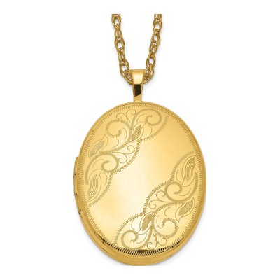 14K Gold-Filled Filled Swirled Oval Locket Pendant Necklace