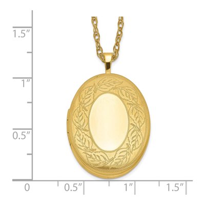 14K Gold-Filled Filled Leaf Border Oval Locket Pendant Necklace – view 4