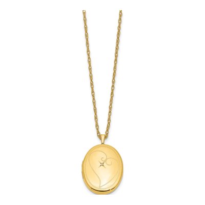 14K Gold-Filled Diamond Filled Heart Locket Pendant Necklace – view 3