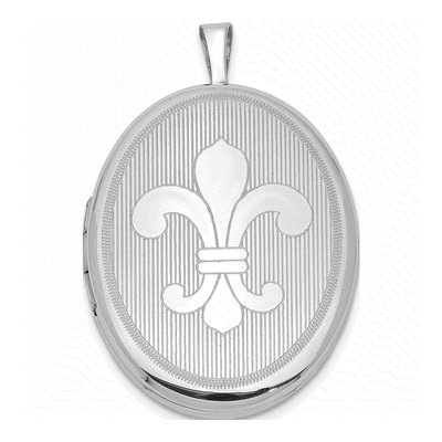 Sterling Silver Fleur de Lis Oval Locket