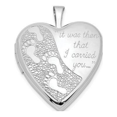 Sterling Silver Footprints Heart Locket