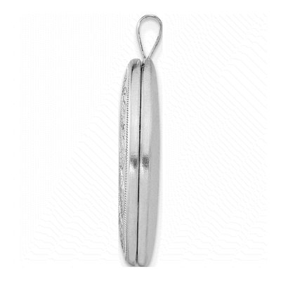 Sterling Silver Leaf Border Oval Locket – view 3
