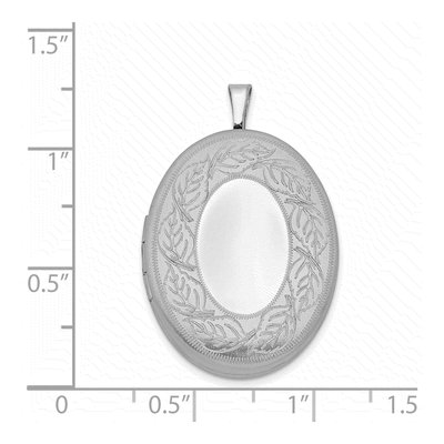 Sterling Silver Leaf Border Oval Locket – view 5