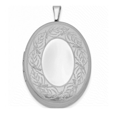 Sterling Silver Leaf Border Oval Locket