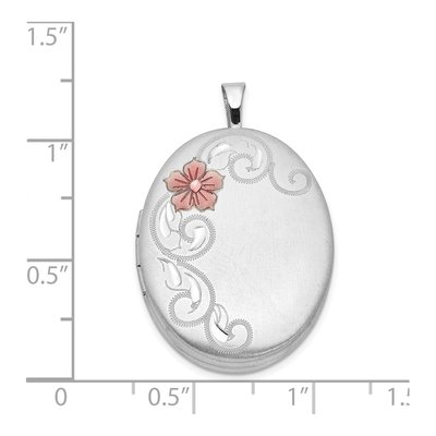 Sterling Silver Enameled Flower Scroll Oval Locket – view 5