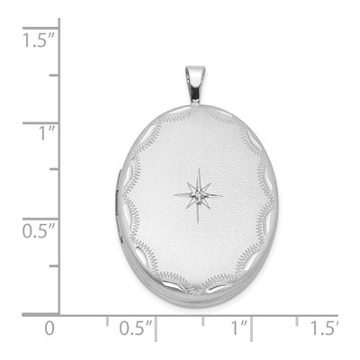 Sterling Silver Diamond Star Oval Locket – view 5