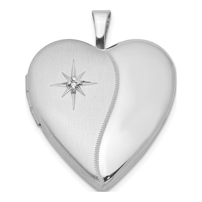 Sterling Silver Diamond Star Heart Locket