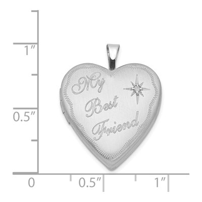 Sterling Silver Diamond Best Friend Heart Locket – view 4