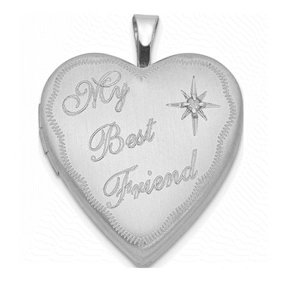 Sterling Silver Diamond Best Friend Heart Locket