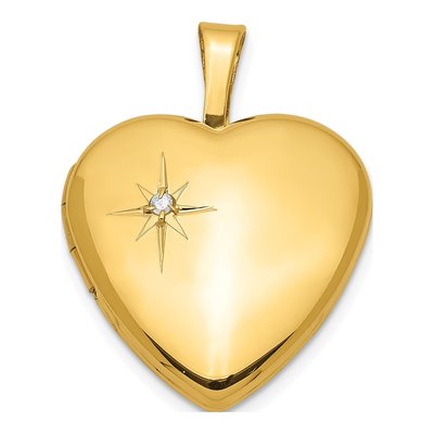 Gold-Plated Sterling Silver Diamond Heart Locket
