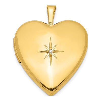 Gold-Plated Sterling Silver Diamond Heart Locket