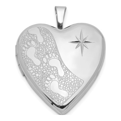 Sterling Silver Footprints Heart Locket