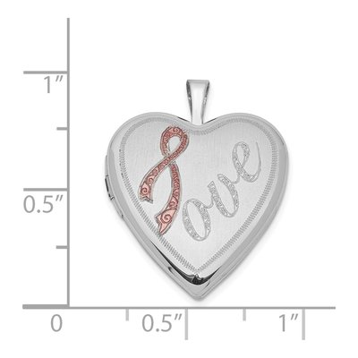 Sterling Silver Pink Ribbon Heart Locket – view 4