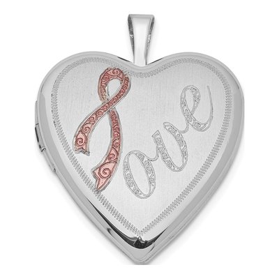 Sterling Silver Pink Ribbon Heart Locket