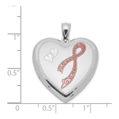 Sterling Silver Pink Ribbon Heart Locket – view 4