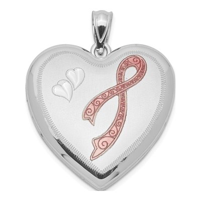 Sterling Silver Pink Ribbon Heart Locket