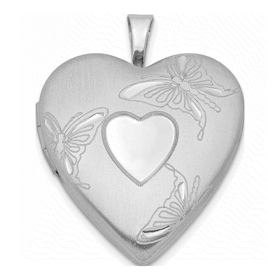 Sterling Silver Butterfly Heart Locket