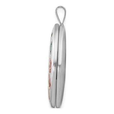 Sterling Silver Enamel Floral Heart Oval Locket – view 3